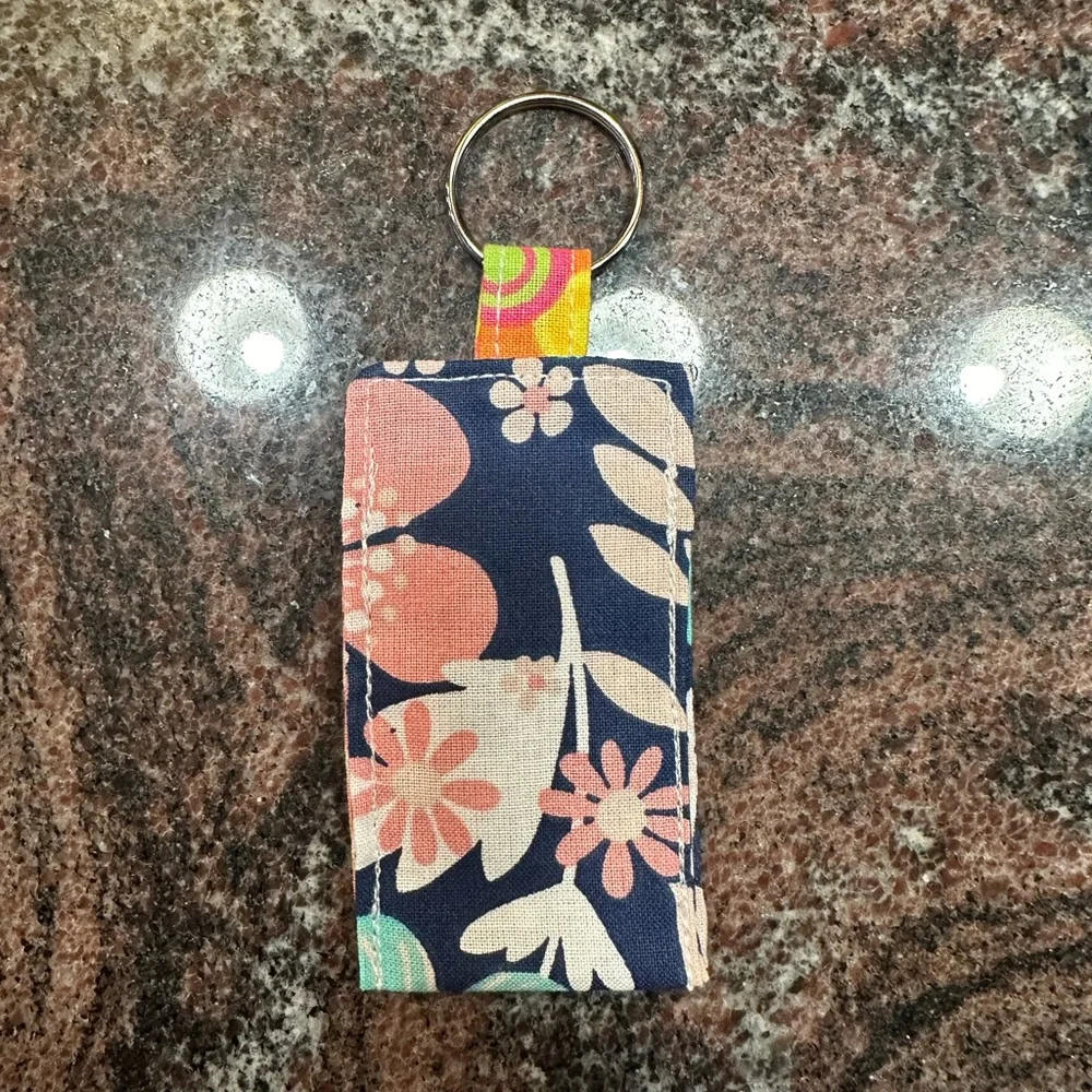 Handmade lip balm holder keychain- floral print